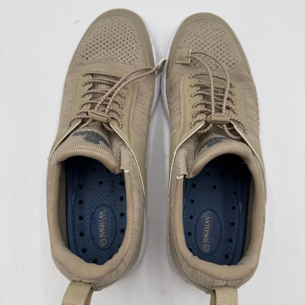 Magellan Tidewater II Mens 8D Tan Mesh Boat‎ Shoes Bungee Lace Outdoor Comfort